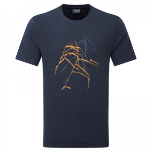 Montane Abstract Mountain T-shirt Herr Mörkblå | KYA6170RQ