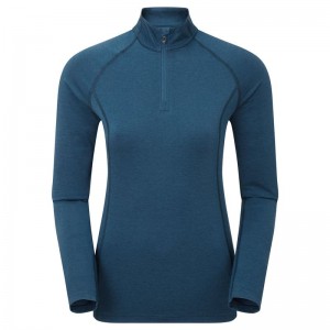 Montane Dart Thermo Zip Neck T-shirt Dam Marinblå Blå | LTG1630BC