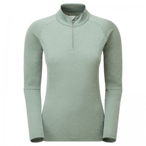 Montane Dart Zip Neck T-shirt Dam Grå Gröna | EZV5684WC