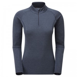 Montane Dart Zip Neck T-shirt Dam Mörkblå | JNI5773YH