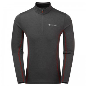 Montane Dart Zip Neck T-shirt Herr Mörkgrå | BYV199OP