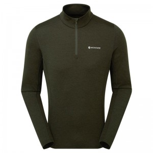 Montane Dart Zip Neck T-shirt Herr Mörkgröna | LYX4184TQ