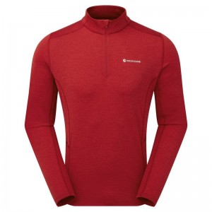 Montane Dart Zip Neck T-shirt Herr Mörkröda | NIY4721RO