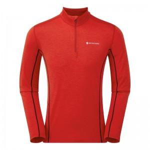 Montane Dart Zip Neck T-shirt Herr Röda | JTT2920VT