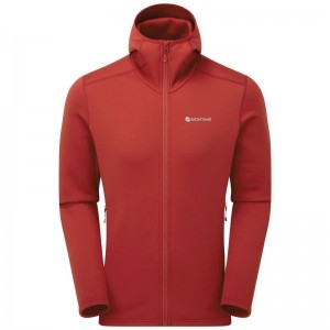 Montane Fury Hooded Fleecejackor Herr Mörkröda | ULF5912VJ