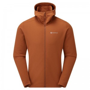 Montane Protium XT Hooded Fleecejackor Herr Mörkorange | SQJ6655SX