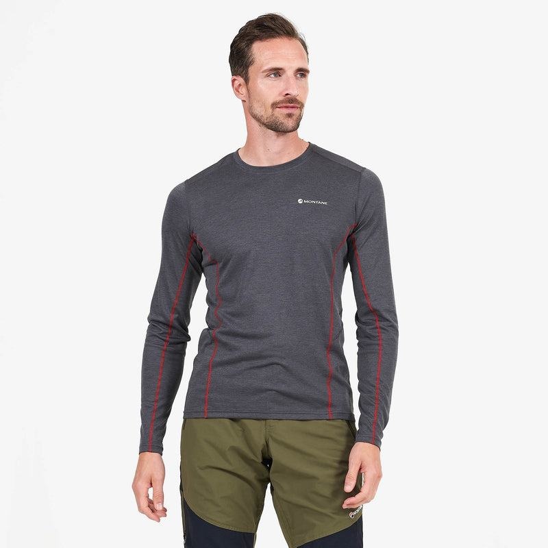 Montane Dart Long Sleeve T-shirt Herr Mörkgrå | UHQ6524ZF