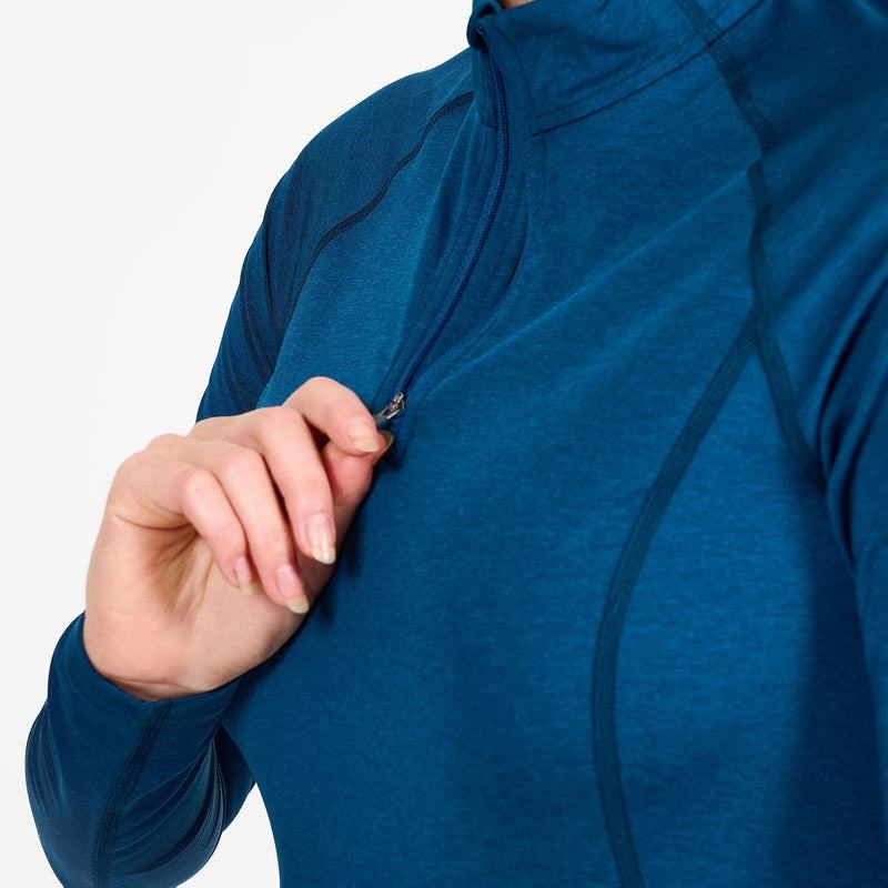 Montane Dart Thermo Zip Neck T-shirt Dam Marinblå Blå | LTG1630BC