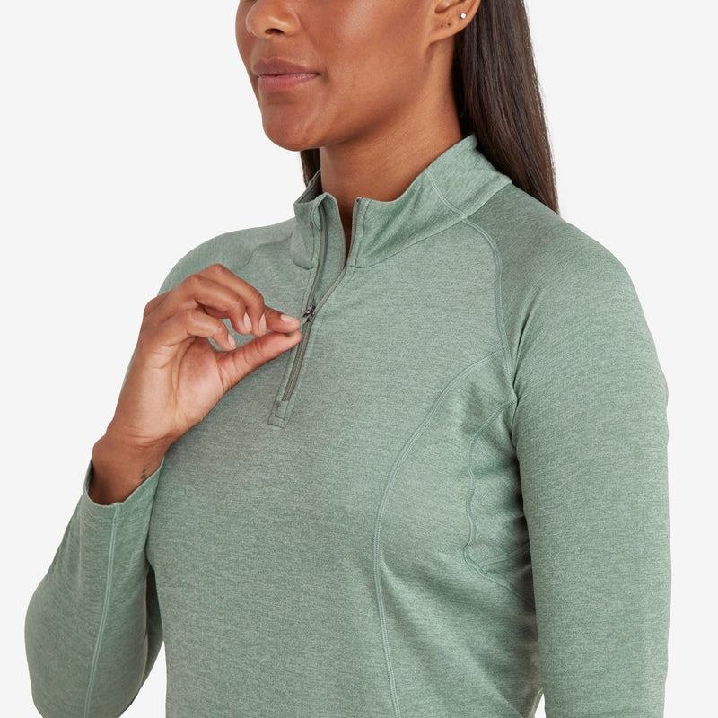 Montane Dart Zip Neck T-shirt Dam Grå Gröna | EZV5684WC