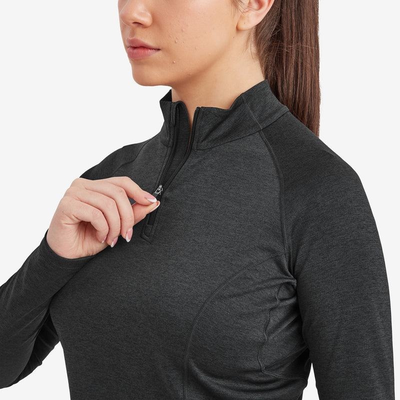 Montane Dart Zip Neck T-shirt Dam Svarta | ZYQ8764IE