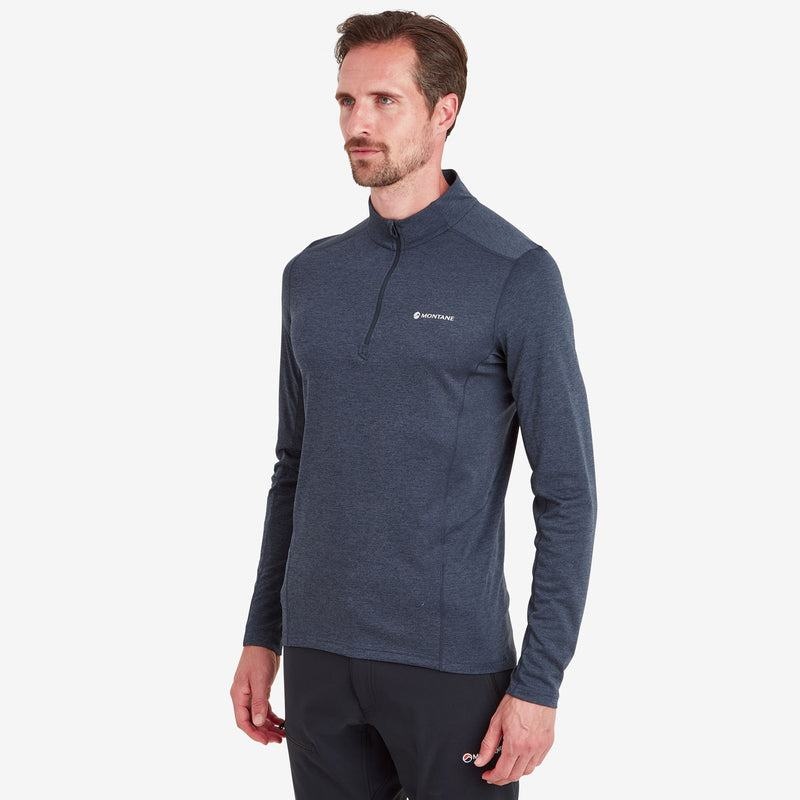 Montane Dart Zip Neck T-shirt Herr Mörkblå | TCM8069PG