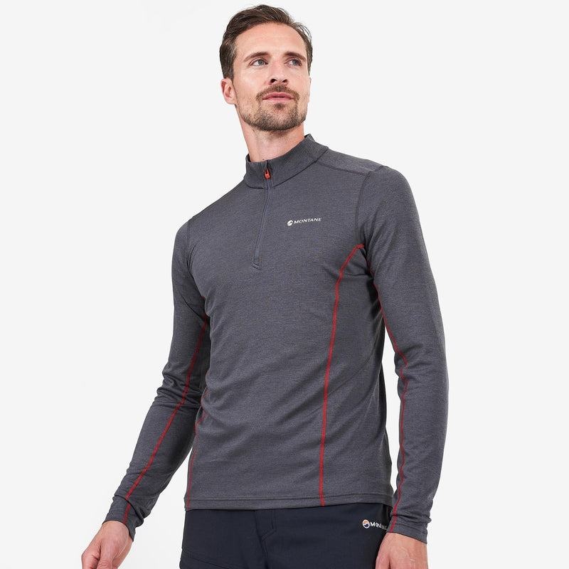 Montane Dart Zip Neck T-shirt Herr Mörkgrå | BYV199OP