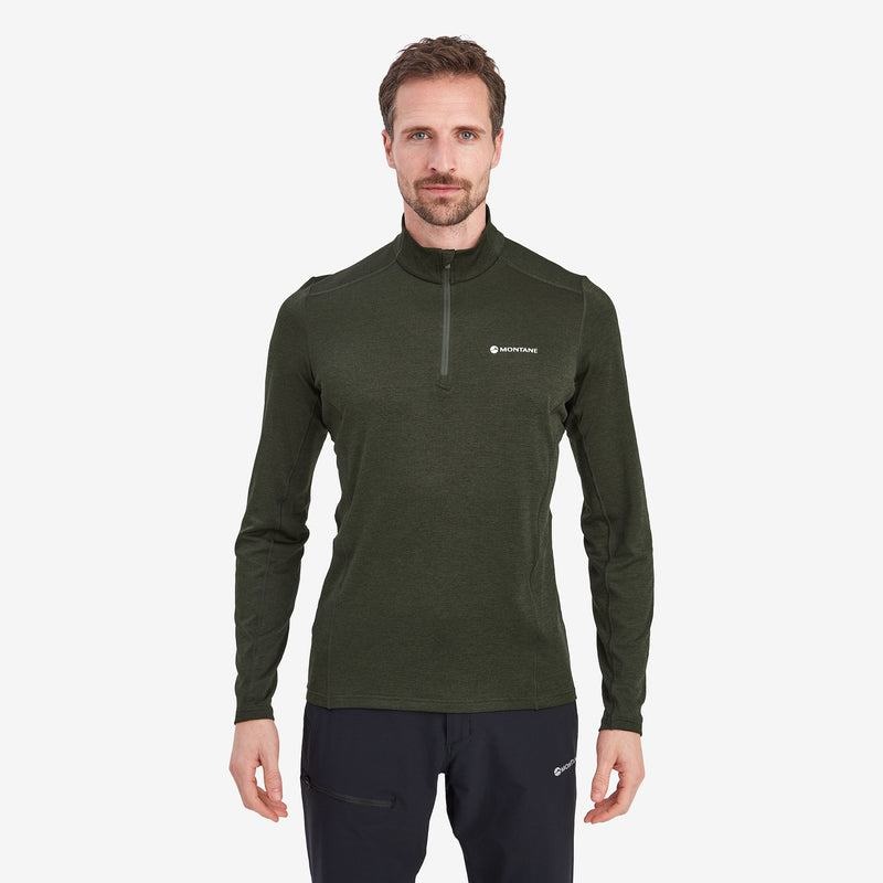 Montane Dart Zip Neck T-shirt Herr Mörkgröna | LYX4184TQ