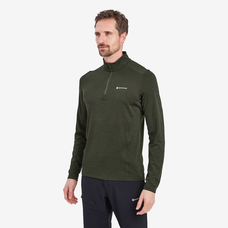 Montane Dart Zip Neck T-shirt Herr Mörkgröna | LYX4184TQ