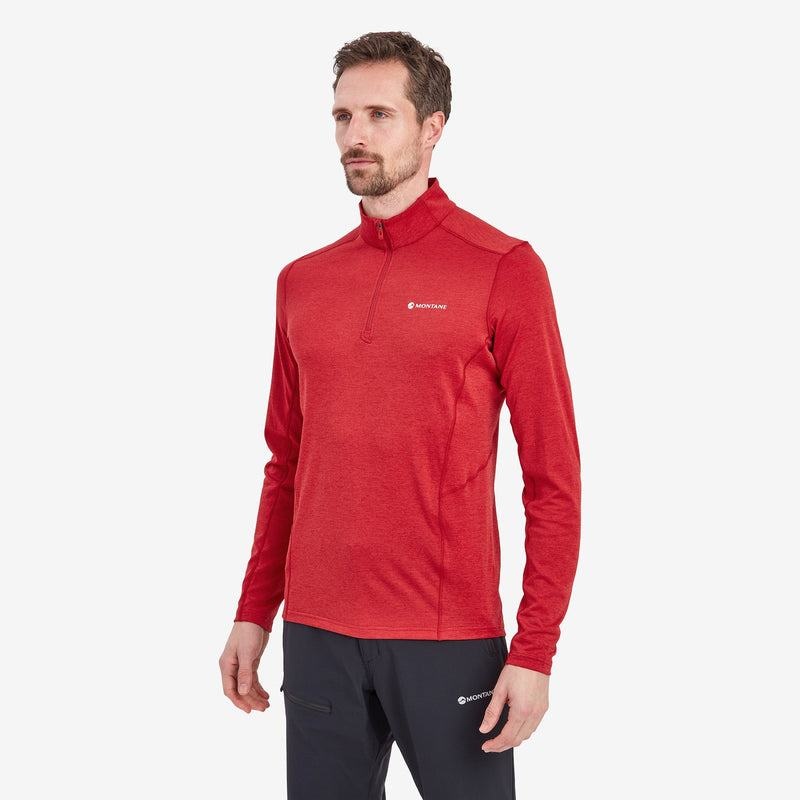 Montane Dart Zip Neck T-shirt Herr Mörkröda | NIY4721RO