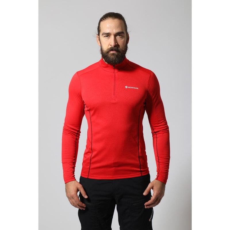 Montane Dart Zip Neck T-shirt Herr Röda | JTT2920VT