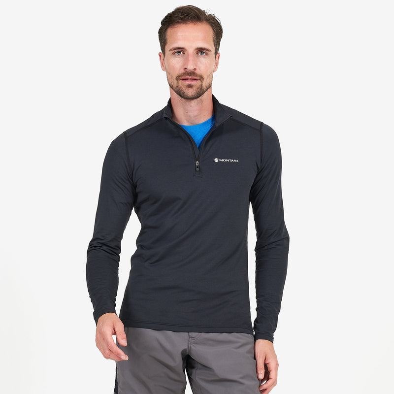 Montane Dart Zip Neck T-shirt Herr Svarta | WCA2824QD