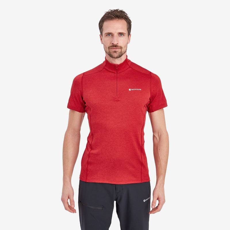 Montane Dart Zip T-shirt Herr Mörkröda | YHM4528NO