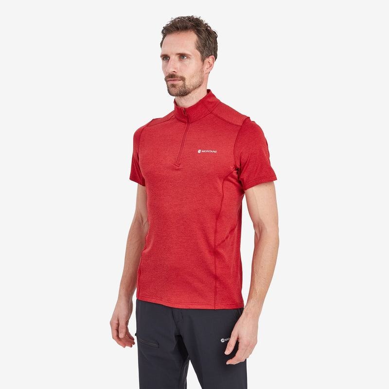 Montane Dart Zip T-shirt Herr Mörkröda | YHM4528NO