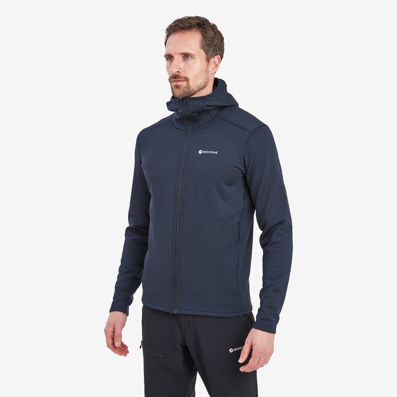 Montane Fury Hooded Fleecejackor Herr Mörkblå | UHT6540HK