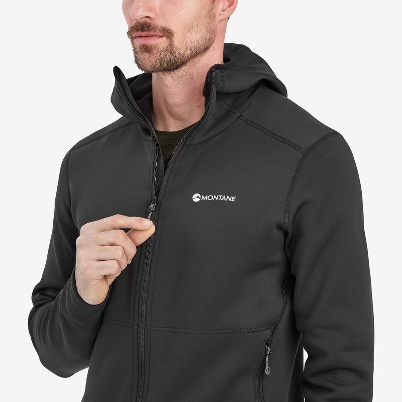 Montane Fury Hooded Fleecejackor Herr Svarta | LQU9271WU