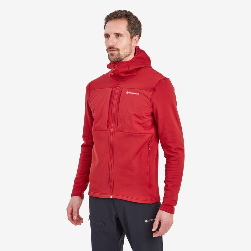 Montane Fury XT Hooded Fleecejackor Herr Mörkröda | HQU3422RB